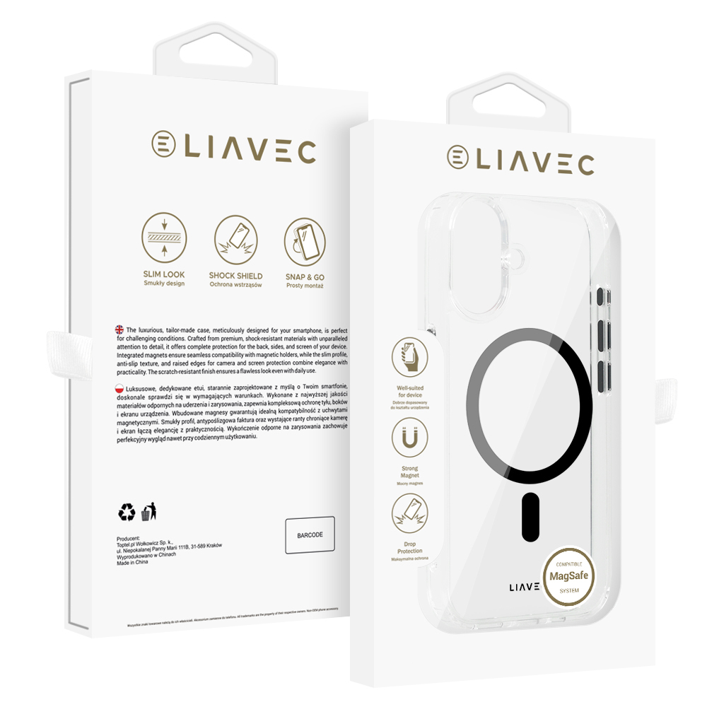 Liavec Glossy Magsafe Clear Ümbris do Iphone 16 must