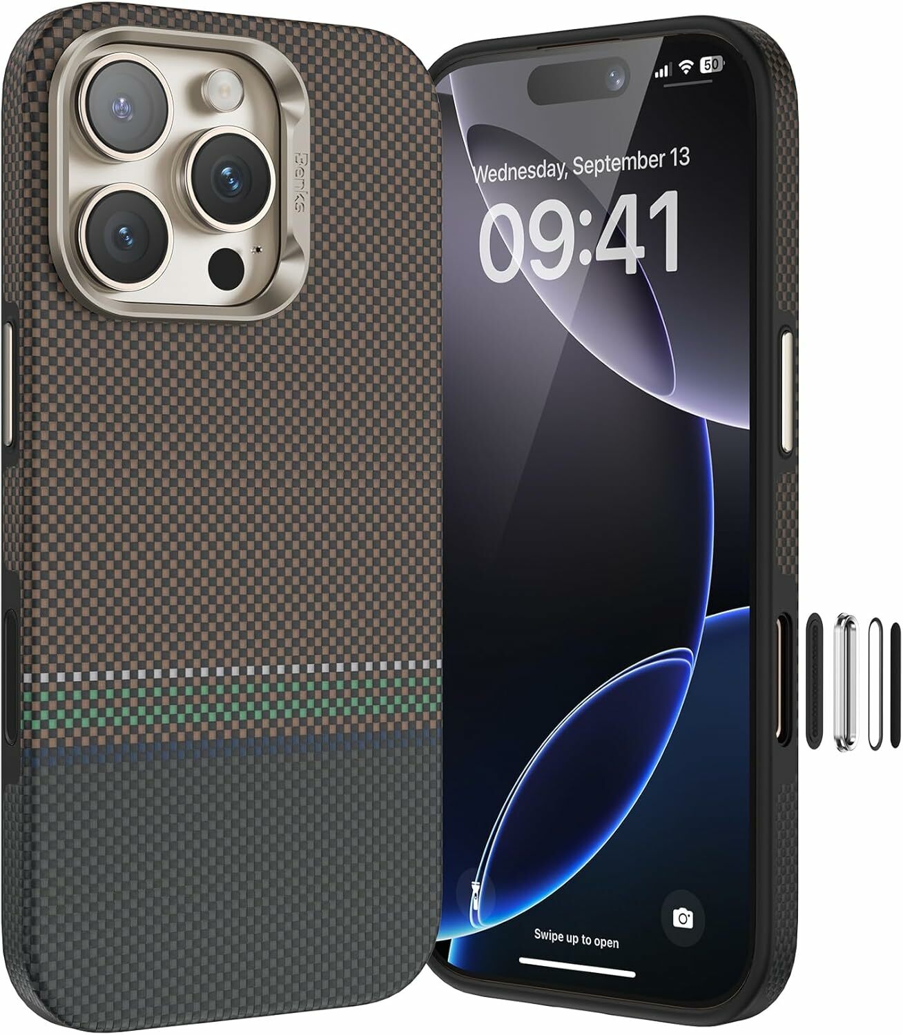 Benks Magnetic Armor Pro Prestige Kevlar 600D Ümbris (Y065) jaoks Iphone 16 Pro (Camera Control Button)