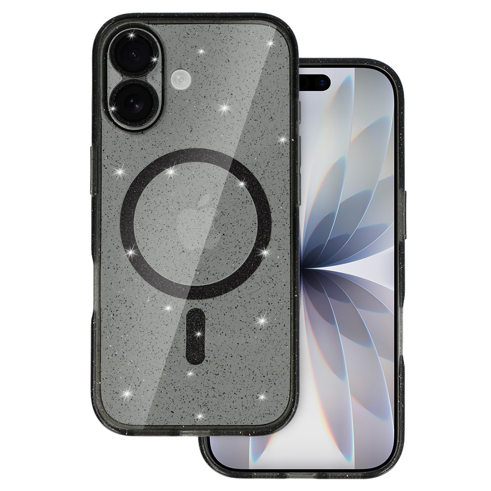 Glitter Magsafe Ümbris jaoks Iphone 17 must läbipaistev