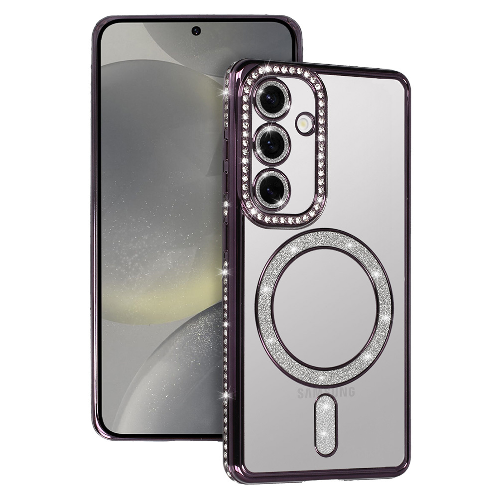 Bling Magsafe Ümbris jaoks Samsung Galaxy S25 FE purple
