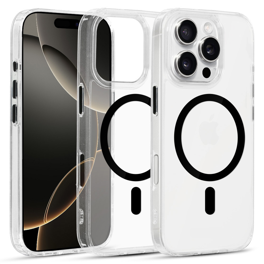 Glossy Magsafe Läbipaistev Ümbris do Iphone 16 Pro must