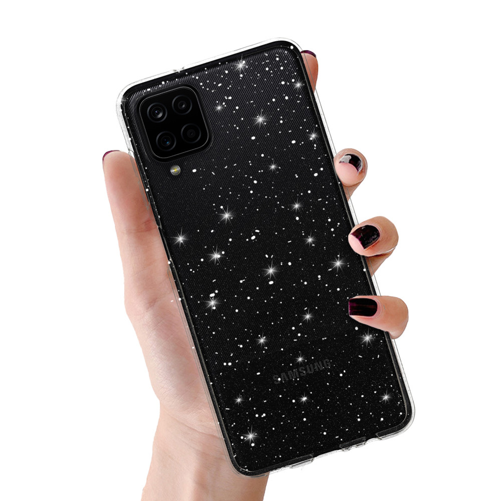 Crystal Glitter Ümbris jaoks Samsung Galaxy A12 Hõbedane