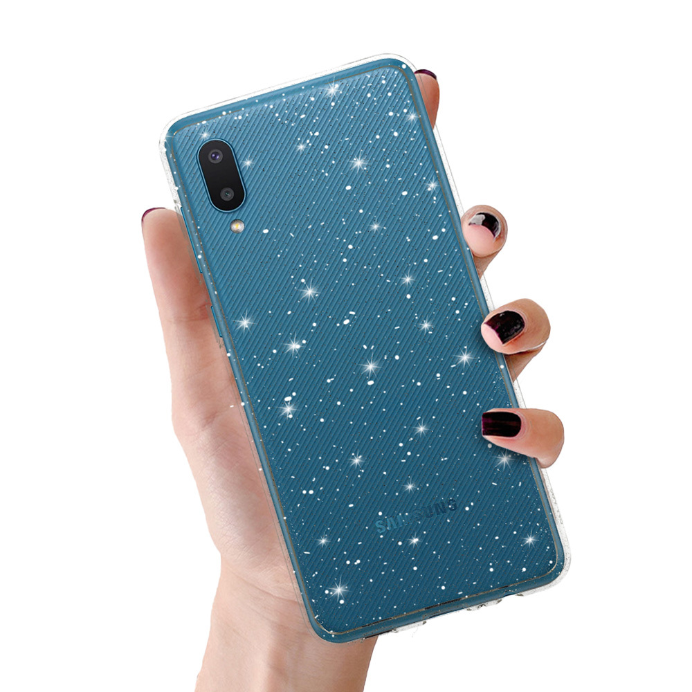 Crystal Glitter Ümbris jaoks Samsung Galaxy A02 Hõbedane