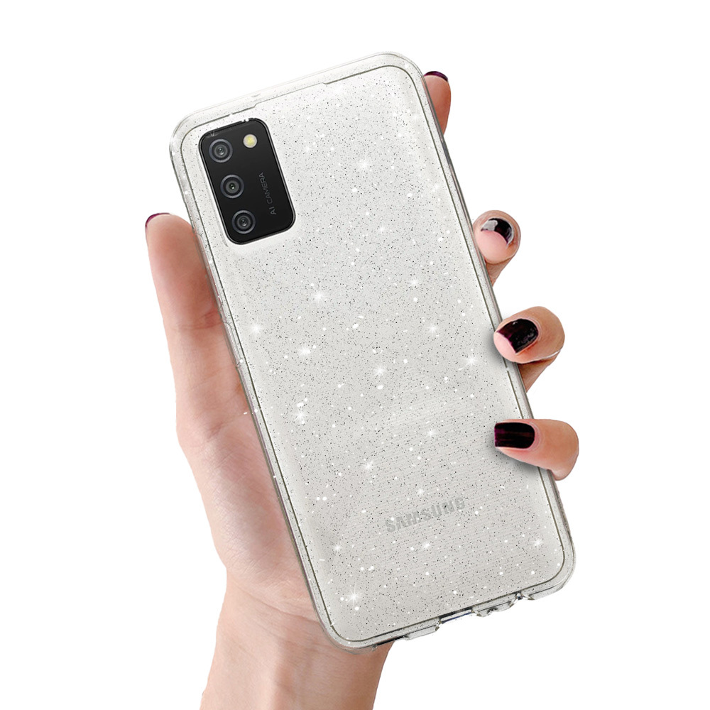 Crystal Glitter Ümbris jaoks Samsung Galaxy A02S Hõbedane