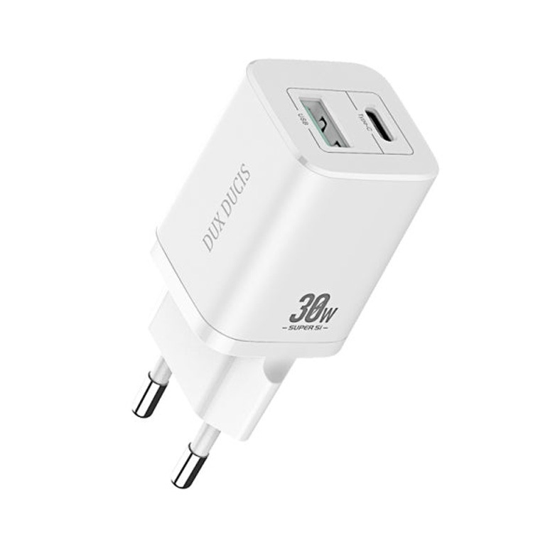 Wall laadija Dux Ducis C80 Super Si - USB + Type C - PD 30W QC 3.0 18W 3A valge