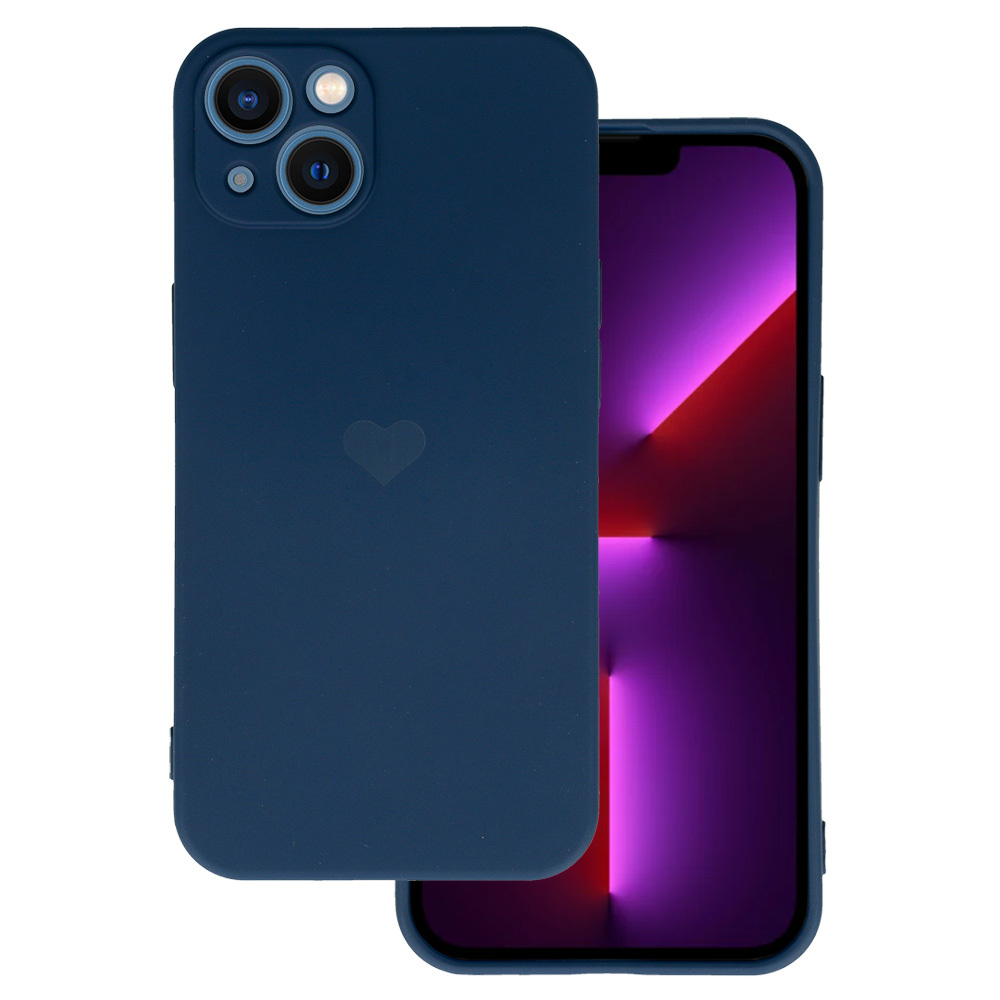 Vennus Silicone Heart Ümbris jaoks Iphone 14 Plus design 1 tumesinine