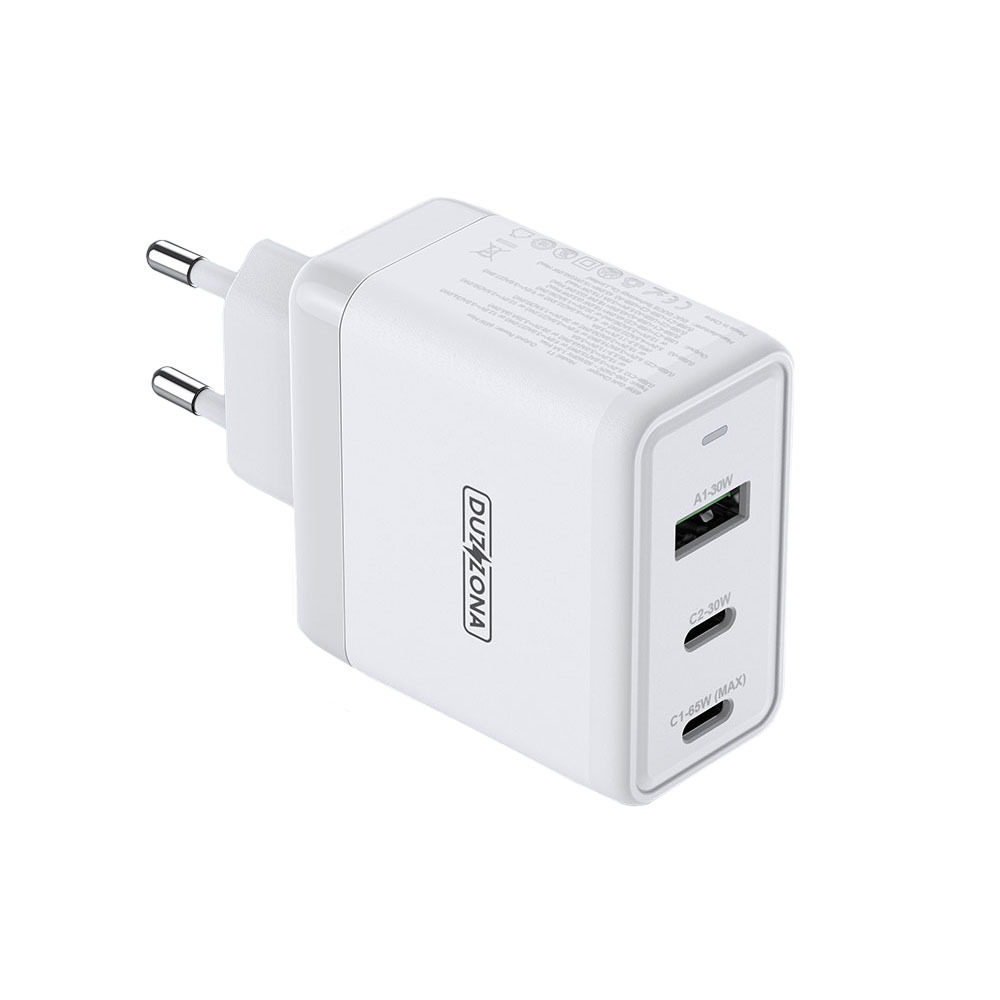 Dux Ducis Duzzona wall laadija T1 GaN - USB + 2xType C - PD 65W valge
