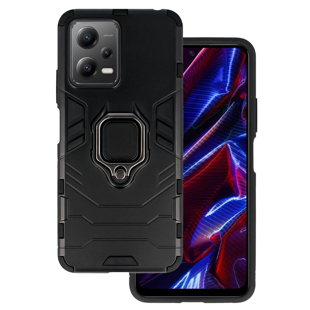 Ring Armor Ümbris jaoks Xiaomi Redmi Note 12 5G/Poco X5 Must