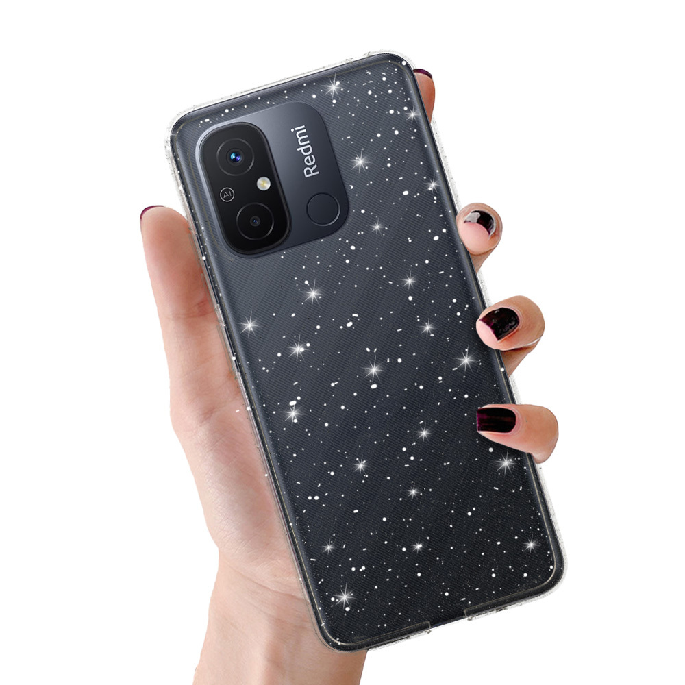 Crystal Glitter Ümbris jaoks Xiaomi Redmi 12C/11A Hõbedane