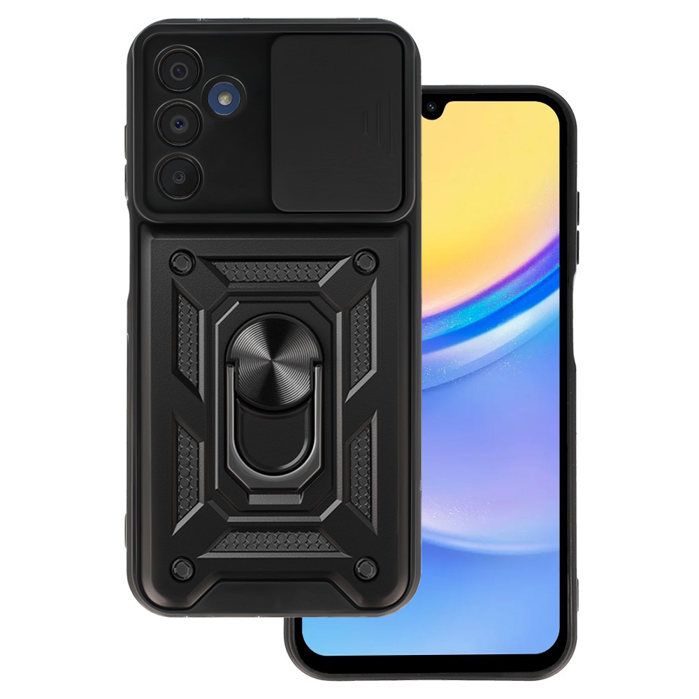 Slide Camera Armor Ümbris jaoks Samsung Galaxy A15 4G/5G Must