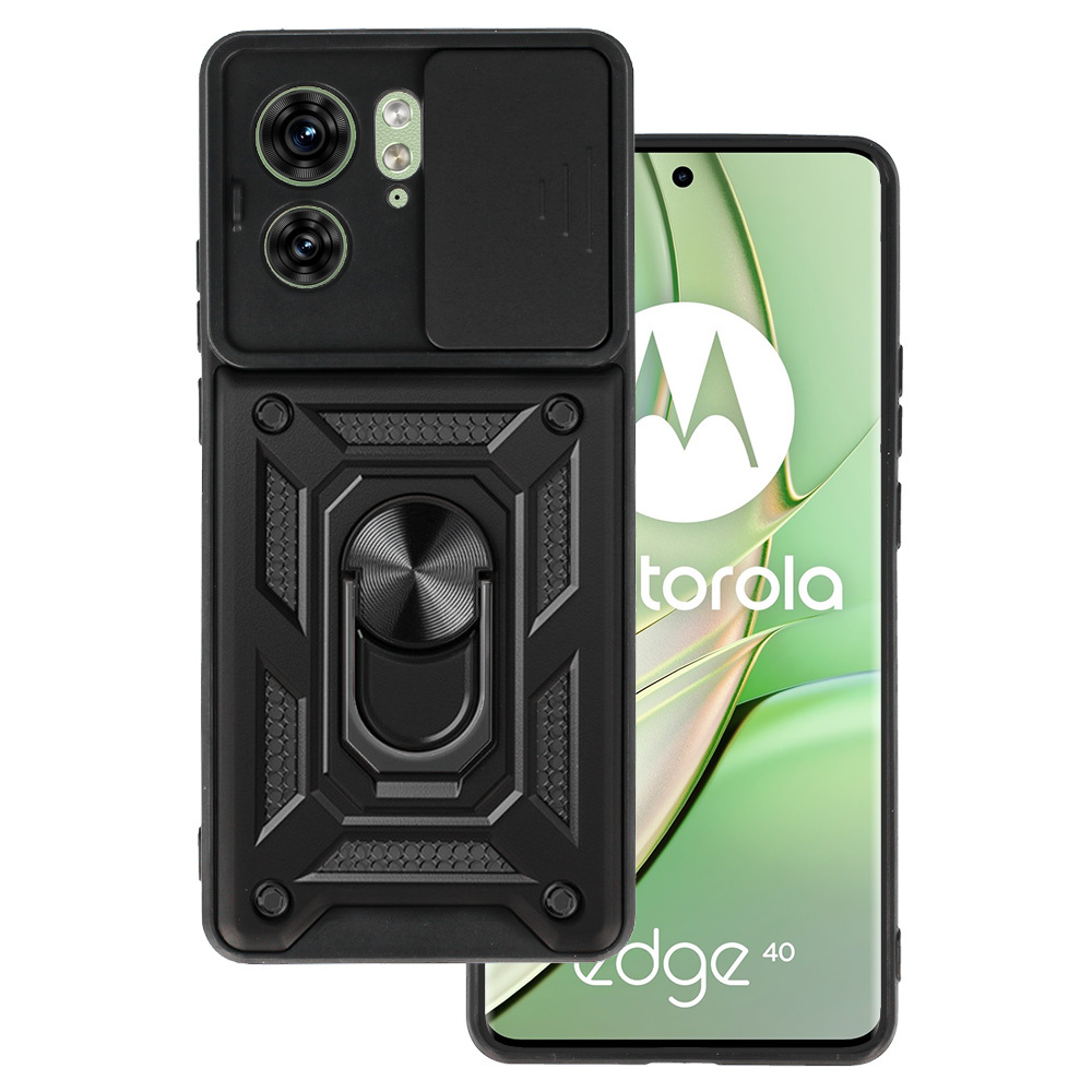 Slide Camera Armor Ümbris jaoks Motorola Edge 40 5G Must