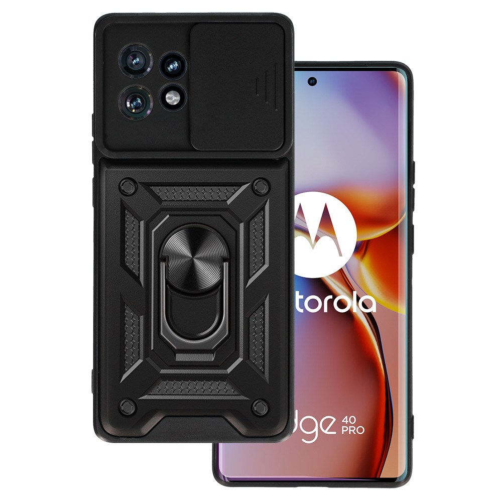Slide Camera Armor Ümbris jaoks Motorola Edge 40 Pro 5G Must