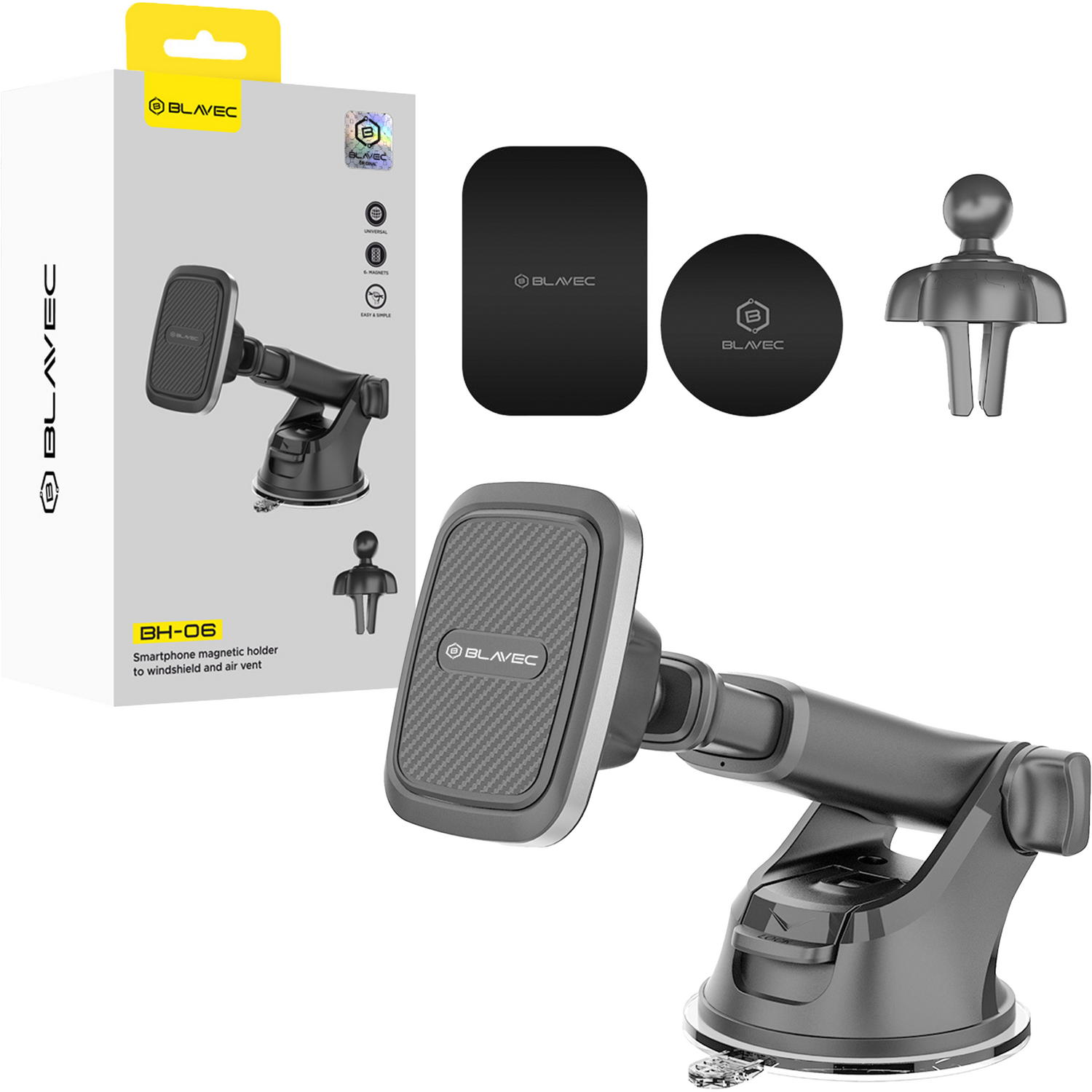 Blavec Car hoidja BH-06 magnetic to windshield and to air vent (BH06-MAVWSB) must