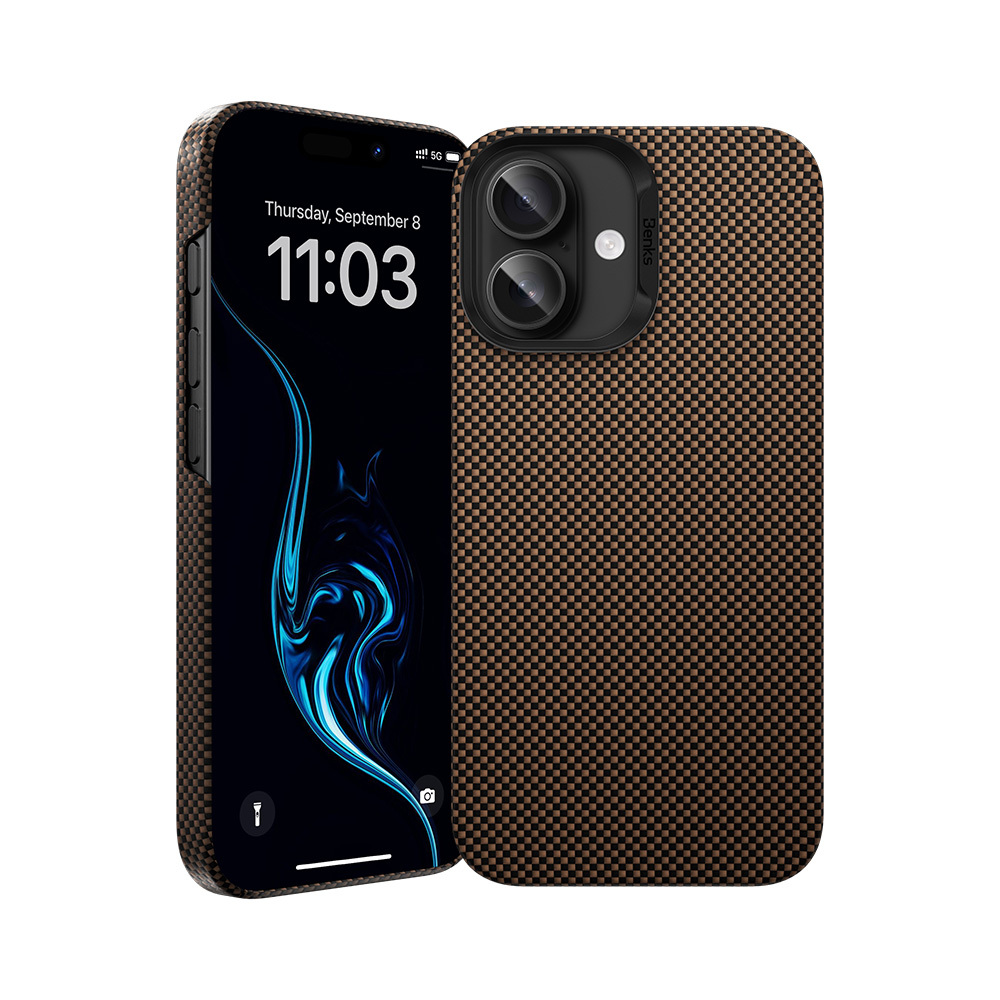 Benks Magnetic Armor Tint Kevlar 1000D (0064) jaoks Iphone 16 Plus kuldne