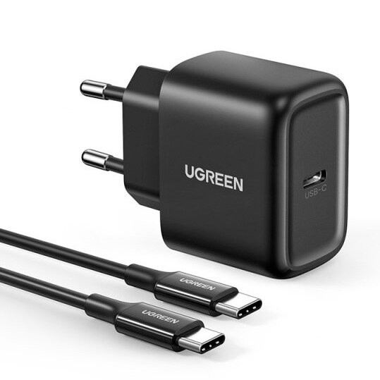 Laadija Ugreen CD250 25W USB-C + USB-C to USB-C kaabel 2.0m must
