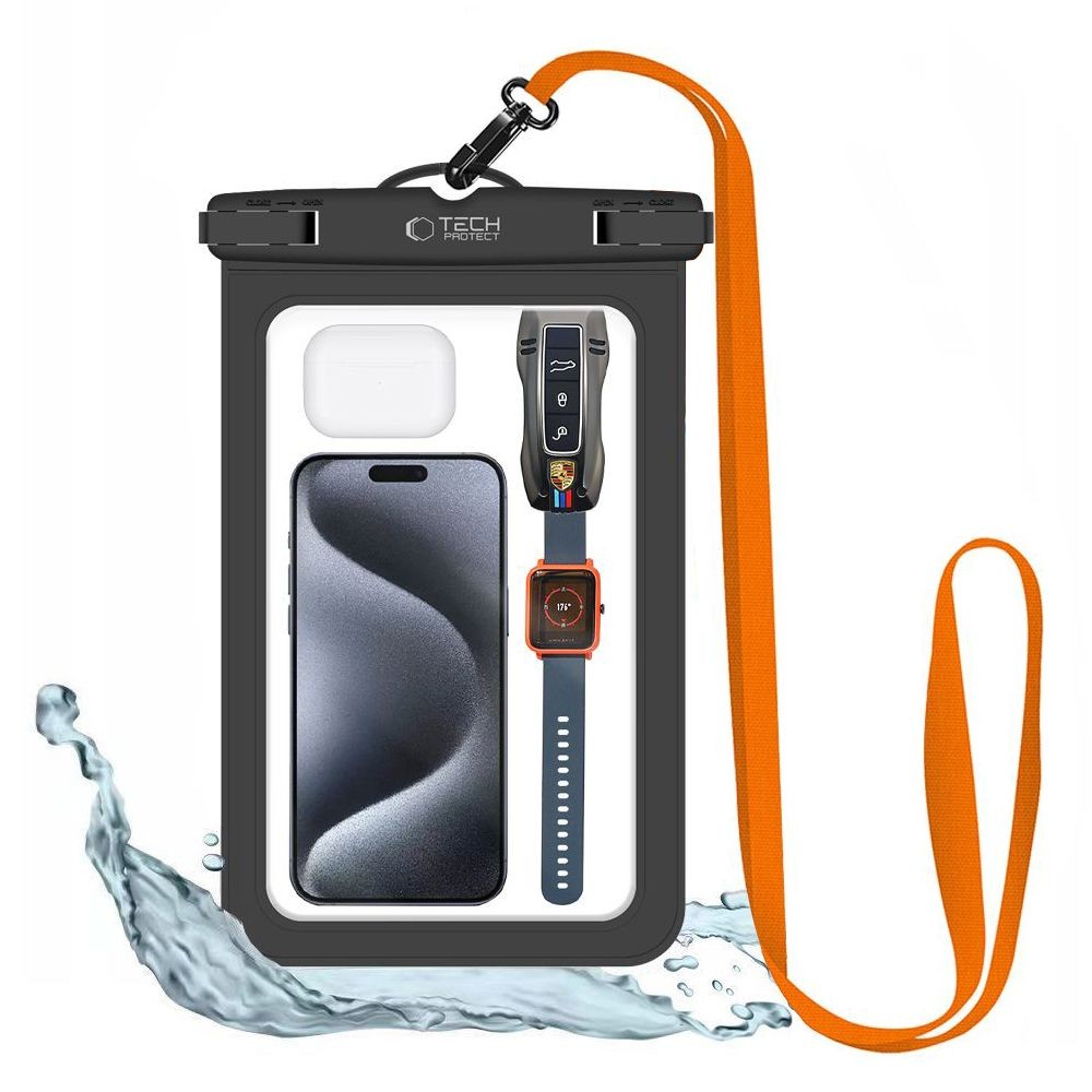 Tech-Protect UWC9 Universal Waterproof Ümbris 8.9 Inch must/oranž
