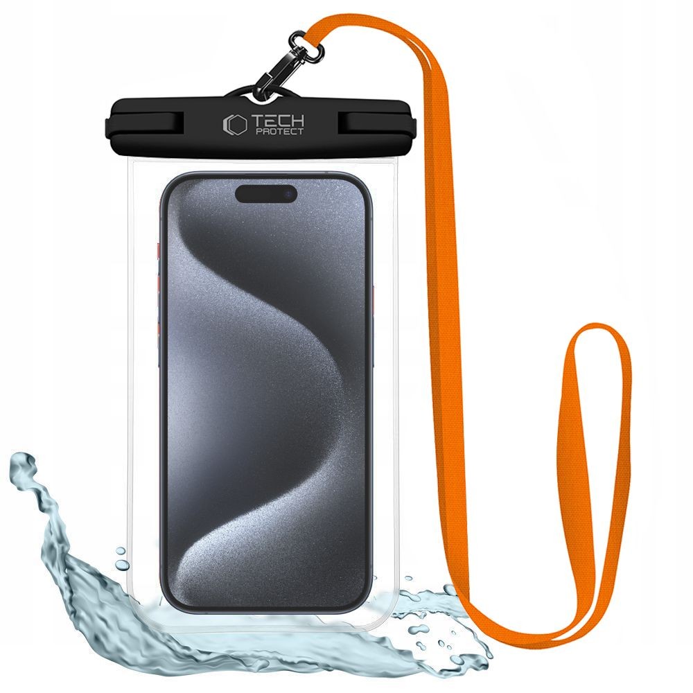 Tech-Protect UWC7 Universal Waterproof Ümbris 6.9 Inch must/oranž