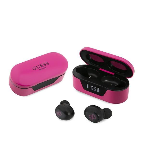 Guess GUTWST31EM TWS sininetooth headphones + magenta docking station