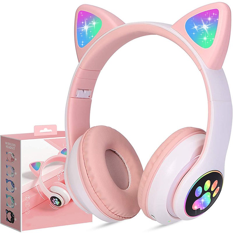 Reach Cat Glow wireless headphones, roosa