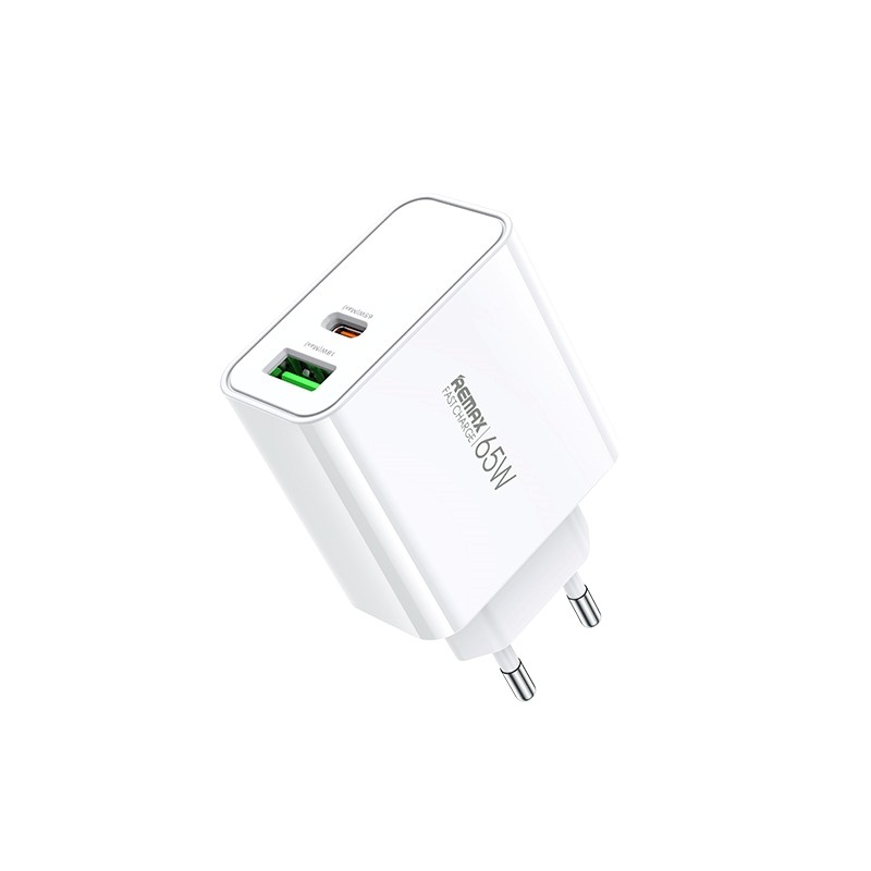 Laadija Remax RP-U125 65W GaN USB-C/USB-A valge