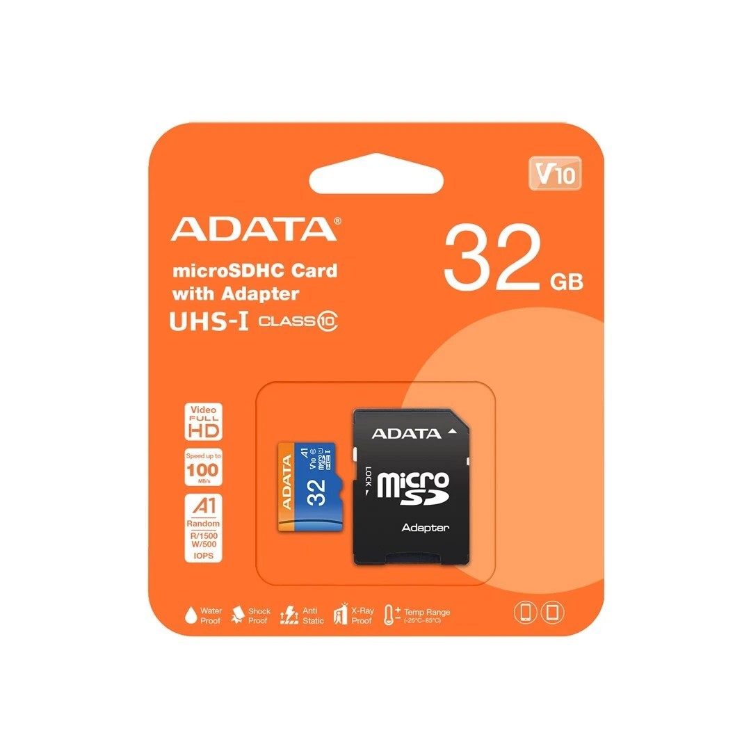 Memory card ADATA microSD 32GB (MicroSDHC UHS-I Class 10 U1) + SD adapter