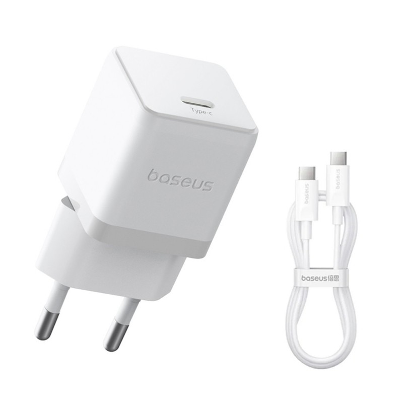 Laadija Baseus Palm 20W USB-C + USB-C to USB-C kaabel 1.0m valge P10111602213-01