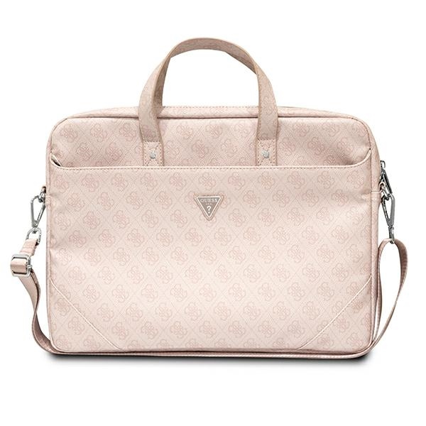 Guess Saffiano 4G Triangle Logo bag jaoks a 16'' laptop - roosa