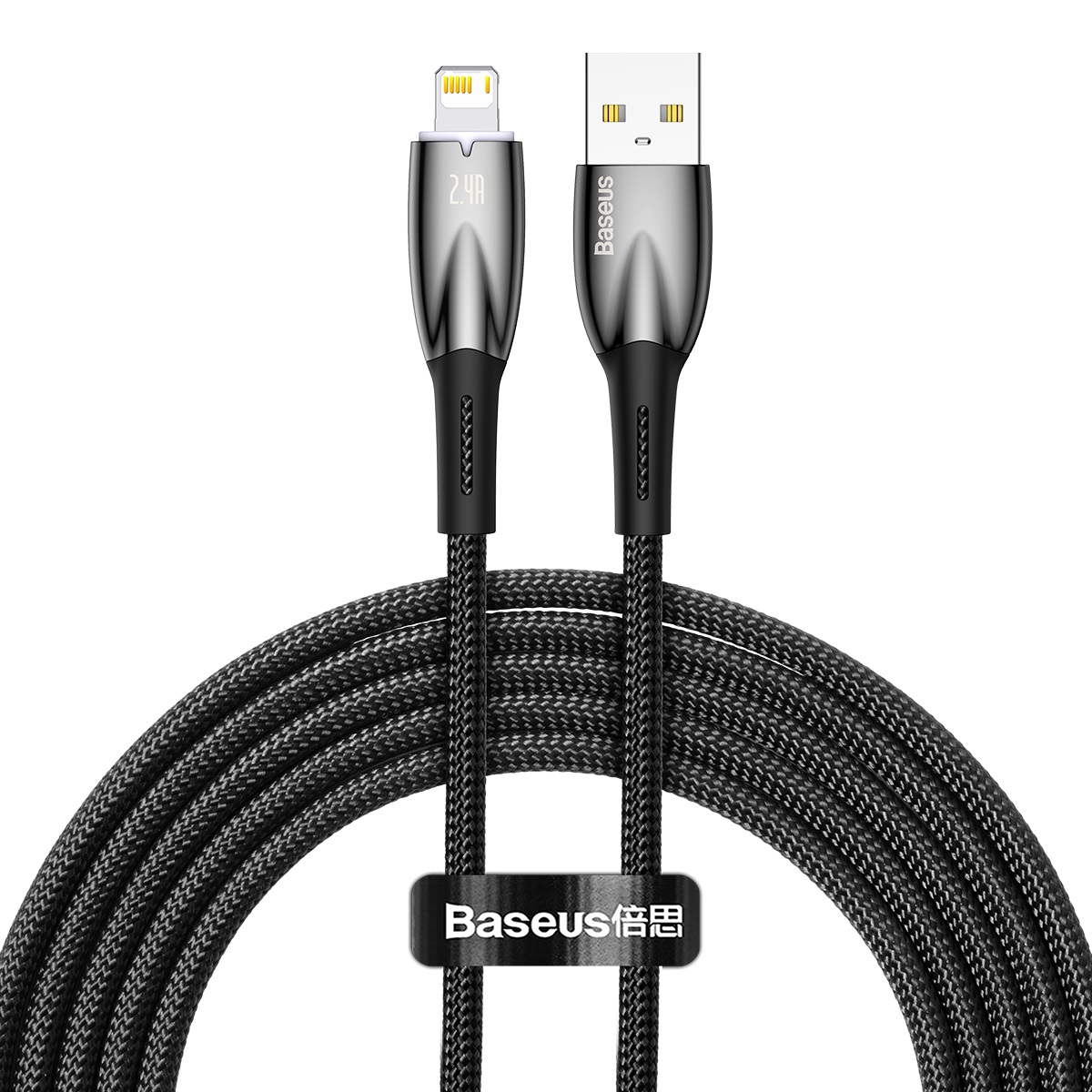 USB kaabel jaoks Lightning Baseus Glimmer Series, 2.4A, 2m (must)