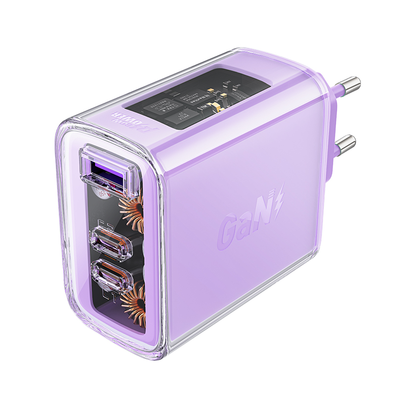 Acefast Laadija GaN 65W 3 ports (1xUSB, 2xUSB C) purple (A45)