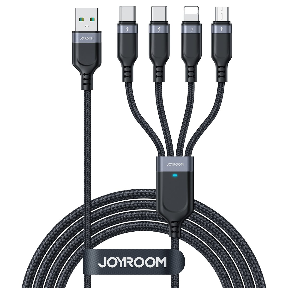 Joyroom Multi-Use Series S-A18 4in1 USB-A - USB-C / USB-C / Lightning / micro USB kaabel 1.2m - must
