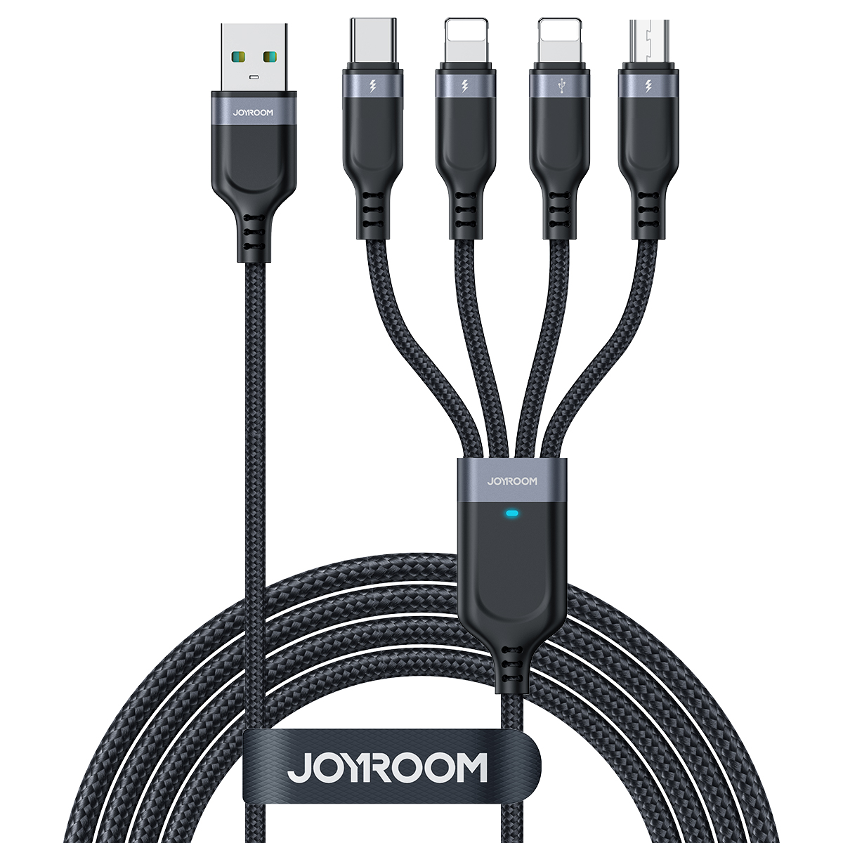 Joyroom Multi-Use Series S-A18 4in1 USB-A - USB-C / Lightning / Lightning / micro USB kaabel 1.2m - must