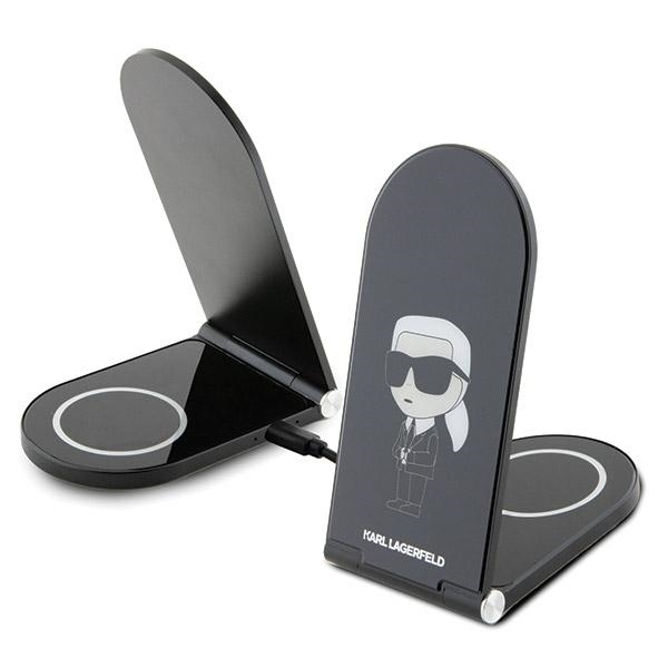 Karl Lagerfeld Ikonik MagSafe 15W induktiivne laadija, foldable 2in1 - must