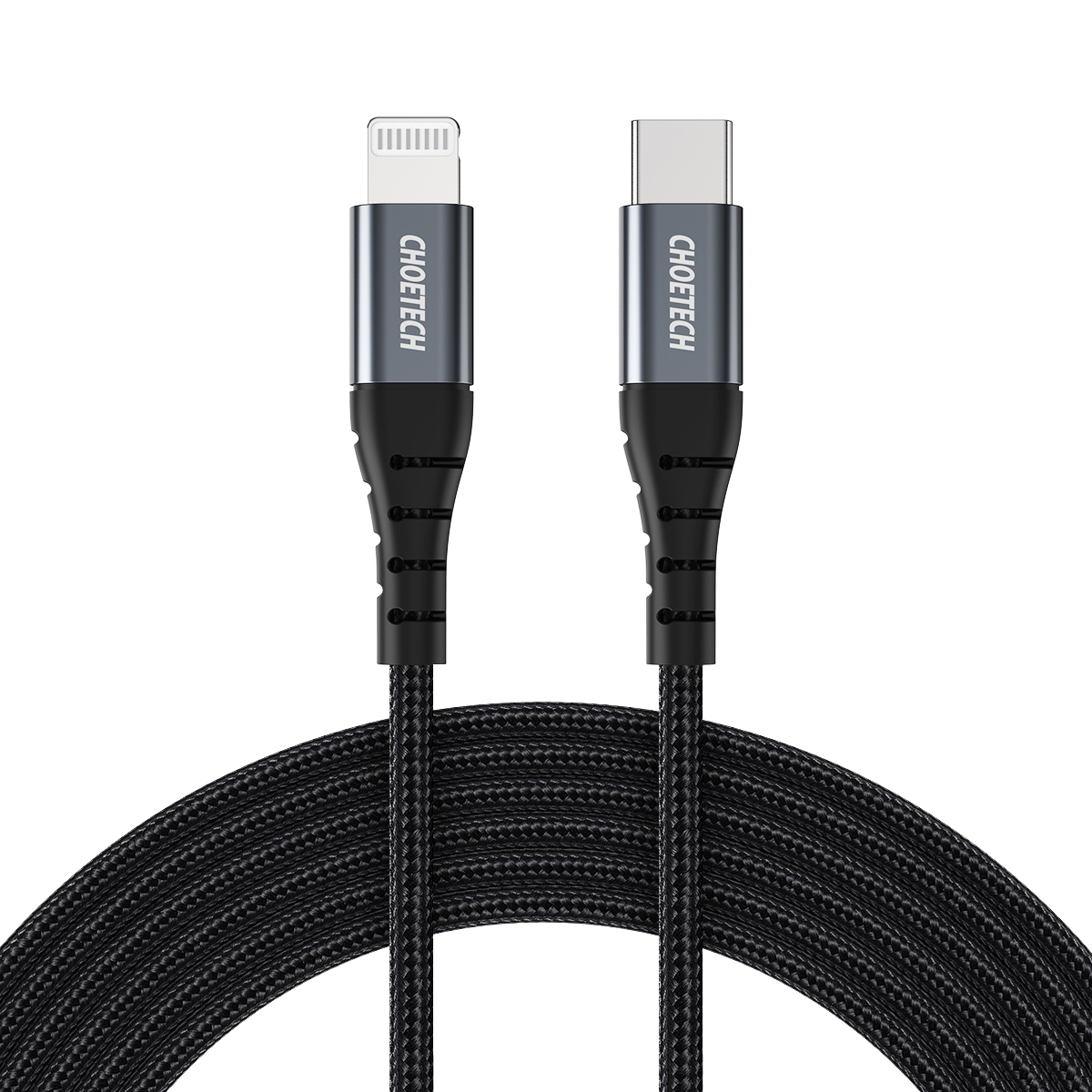 Choetech IP0039 USB-C / Lightning MFi kaabel, 1.2m long - must