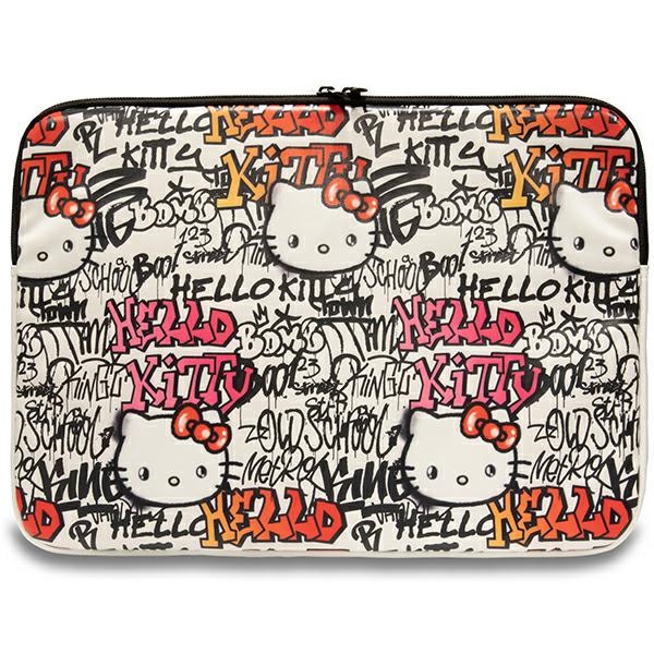 Hello Kitty PU Metal Logo ümbris jaoks a 14" laptop - beige