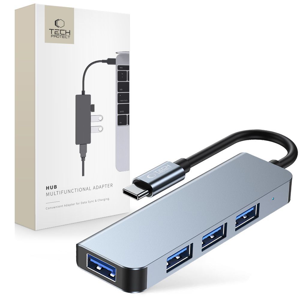 HUB Tech-Protect V1 4in1 USB-C - 3x USB-A 2.0 / USB-A 3.0 - hall
