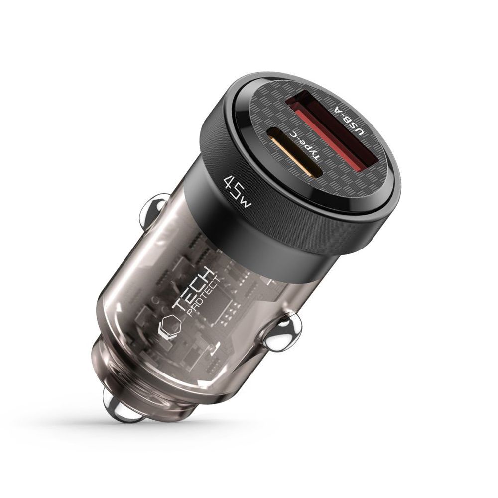 Tech-Protect CC45W Car Laadija USB-C PD 45W / USB-A QC 3.0 - must