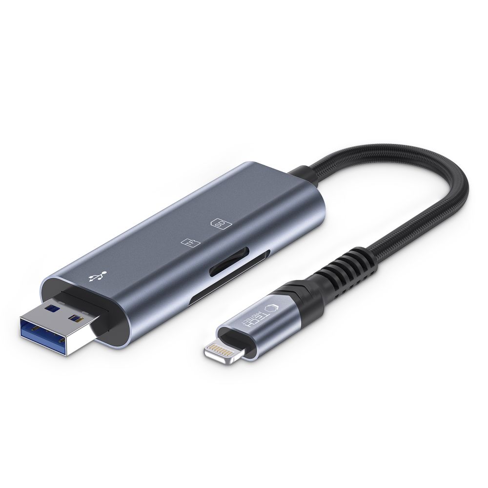 Tech-Protect UltraBoost SD/micro SD Card Reader koos Lightning /USB-A Connector - hall
