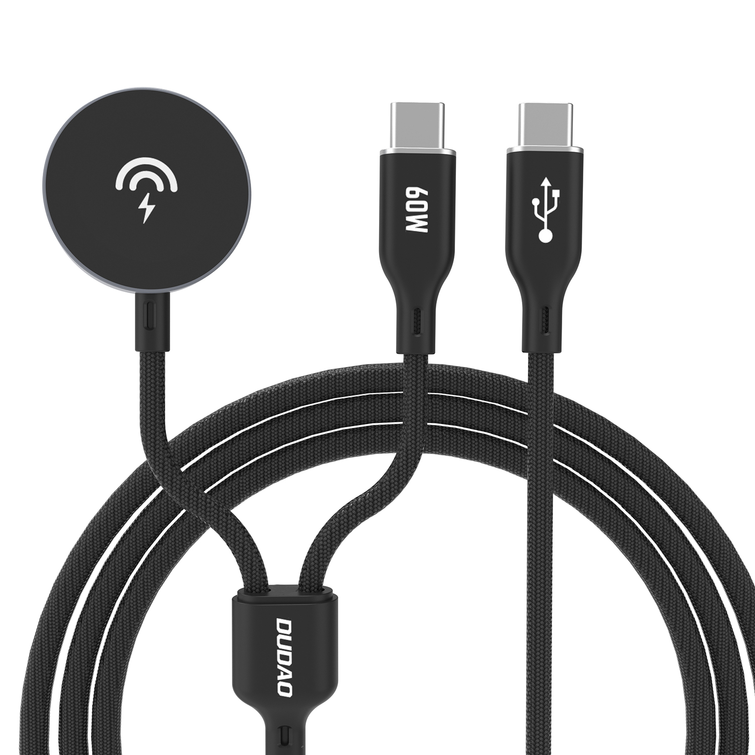 Dudao A12MaxC PD60W 2-in-1 Laadija jaoks Apple Watch / USB-C - must
