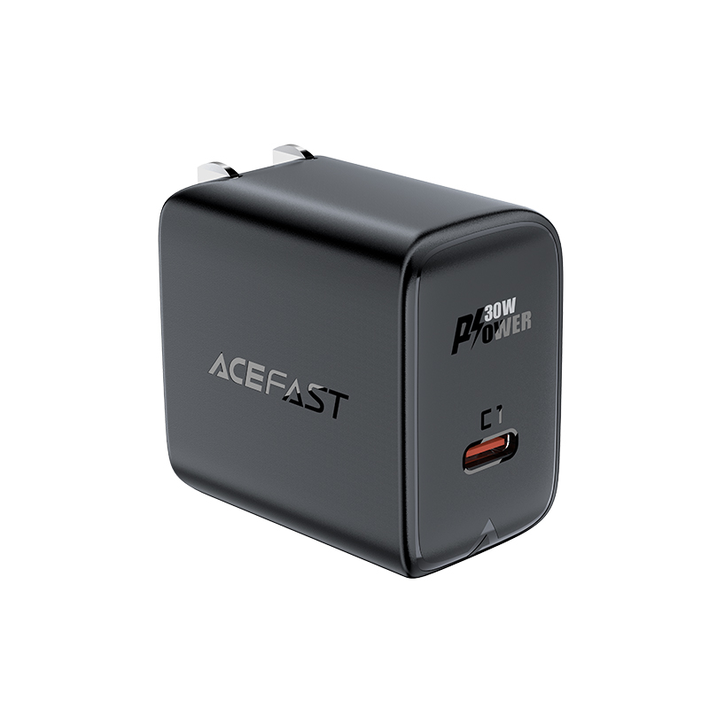 Acefast A23 30W GaN USB-C US Wall Laadija - must