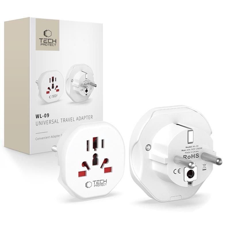 Tech-Protect Universal Travel Adapter to EU - valge