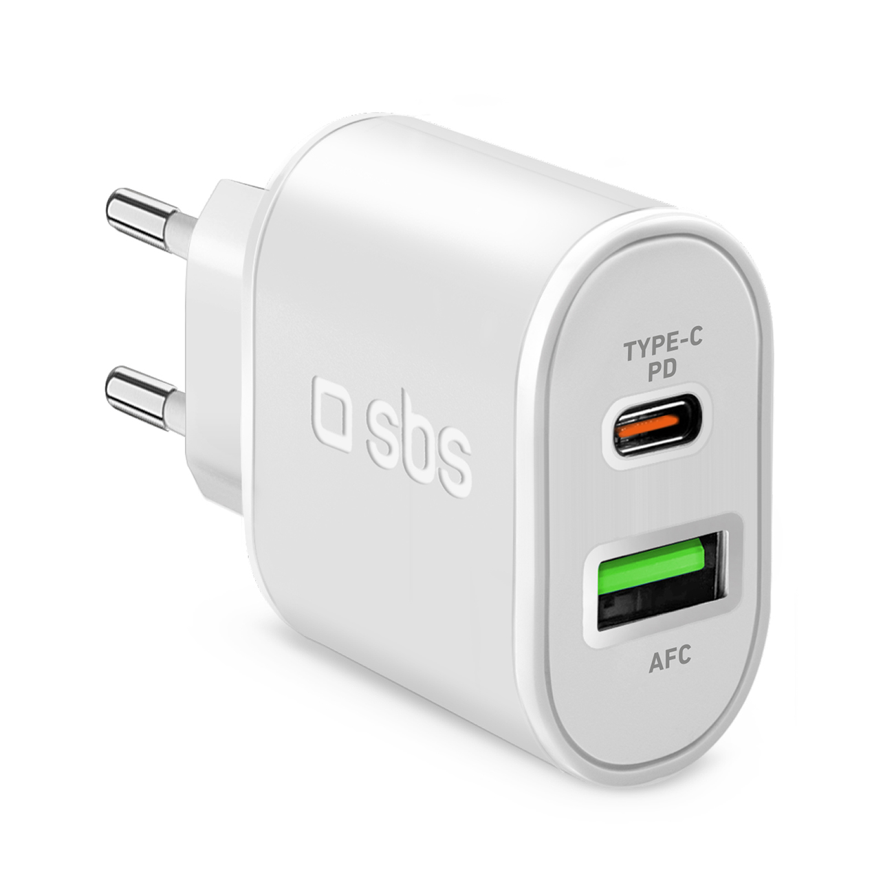 SBS TETRPD20W 20W USB-A USB-C Wall Laadija koos Power Delivery - valge