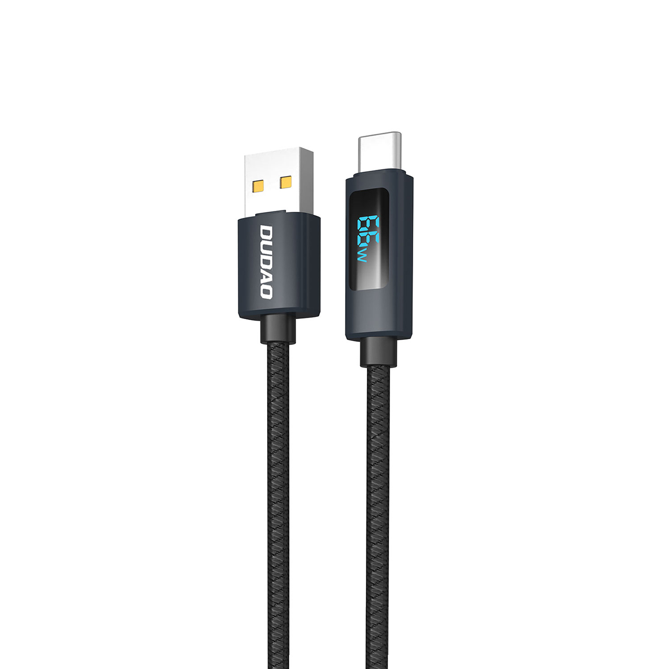 Dudao L7T USB-A - USB-C 66W Kaabel koos LED Display 1m - must