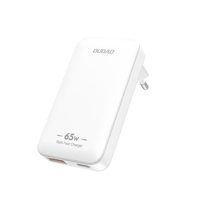 Dudao A65Q 65W GaN Travel Wall Laadija USB-A / USB-C PD Ultra-Thin EU / US - valge