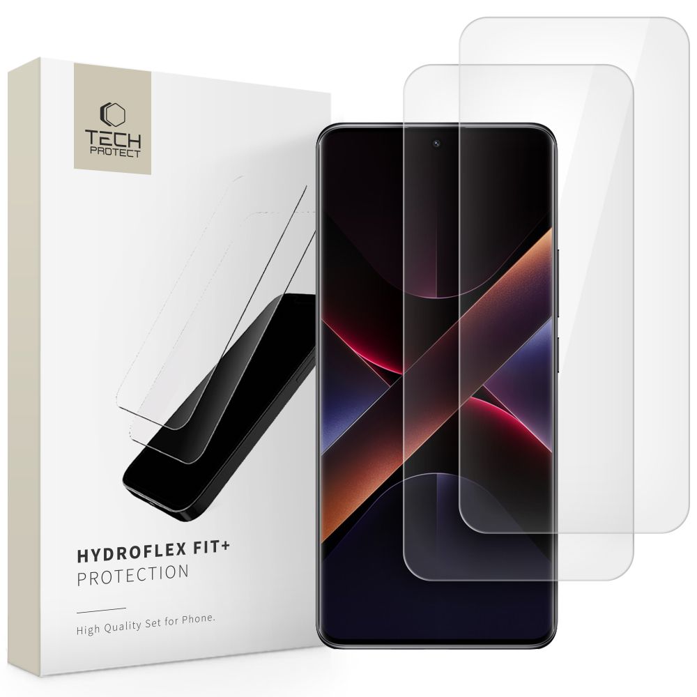 Tech-Protect Hydroflex Fit+2-Pack Hydrogel Kile jaoks Xiaomi Redmi Note 14 Pro 5G / 14 Pro+ 5G / Poco X7 5G - läbipaistev