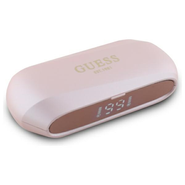 Guess Elongated Metalic Printed Logo Bluetooth TWS Kõrvaklapid + Docking Station - Roosa