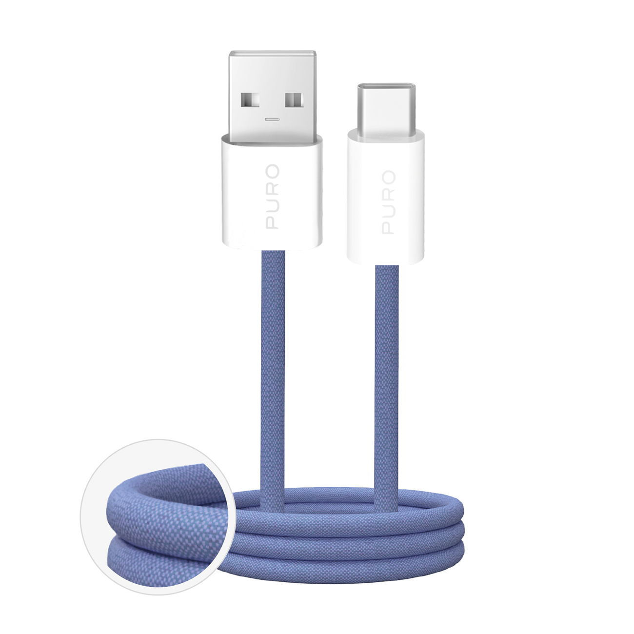 Puro Fabrik 2.0 10W USB-A - USB-C Braided Kaabel 1.5m - sinine