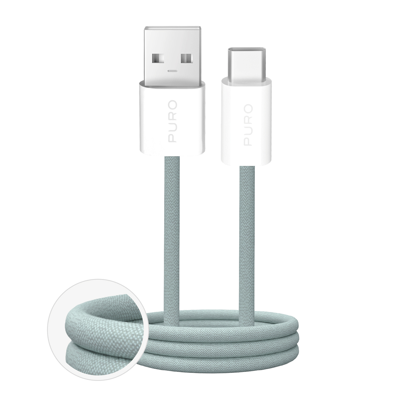 Puro Fabrik 2.0 10W USB-A - USB-C Braided Kaabel 1.5m - roheline