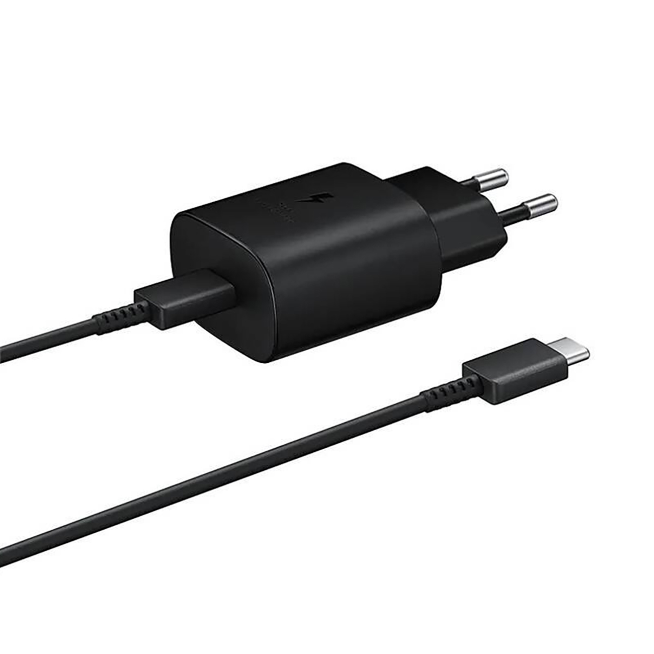 Samsung 25W EP-TA800EBE USB-C Wall Laadija koos Samsung EP-DA705BBE USB-C / USB-C Kaabel Replacement Pack - must