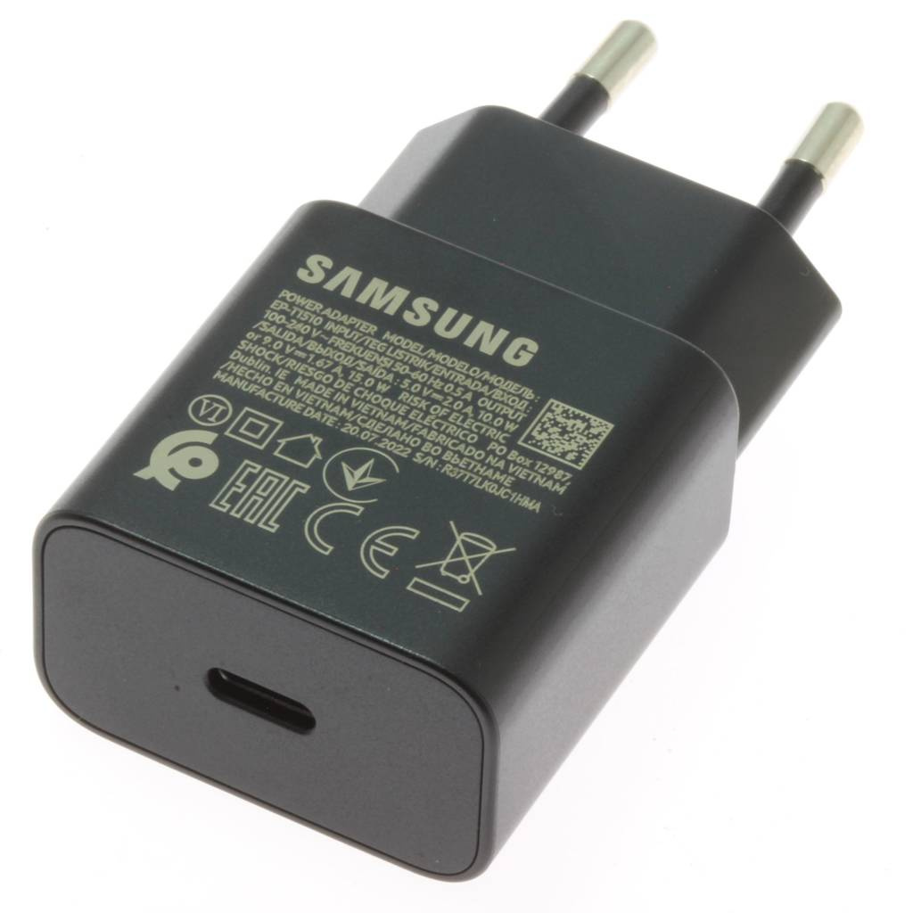 Samsung EP-T1510EBE 15W USB-C Wall Laadija (OOB Bulk - Replacement Packaging) - must
