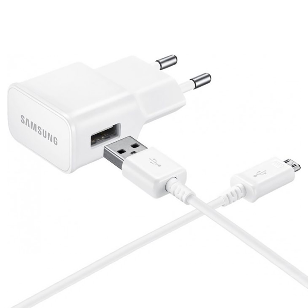Samsung EP-TA50EWE 8W USB-A Wall Laadija koos MicroUSB Kaabel ECB-DU4AWE (Bulk - Replacement Packaging) - valge